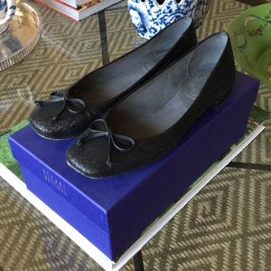 Stuart Weitzman 7.5M Shoestring Glitter Flats